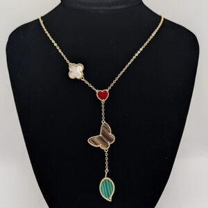 Multicolors clover ,butterfly ,heart and leaf  necklace